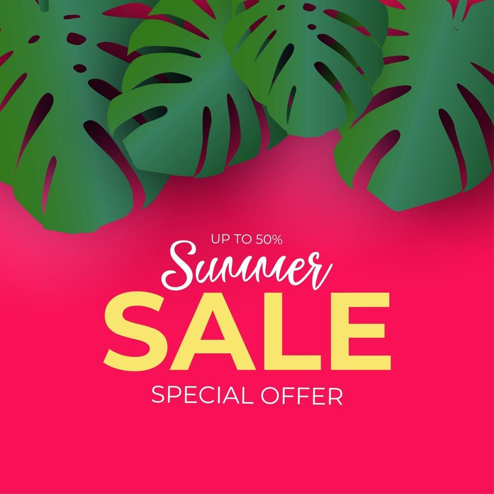 Tropical Natural Palm Summer Sale Background. Vector Illustration