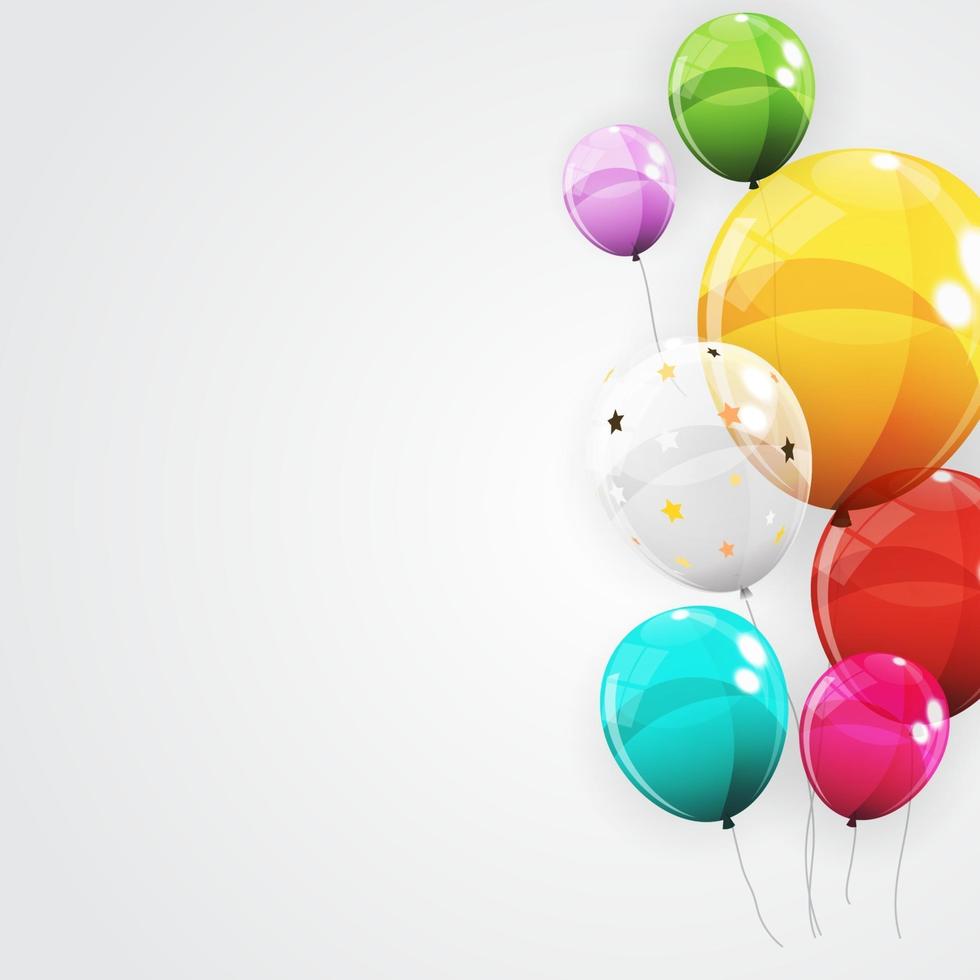 Group of Colour Glossy Helium Balloons Background. Set of Balloons for