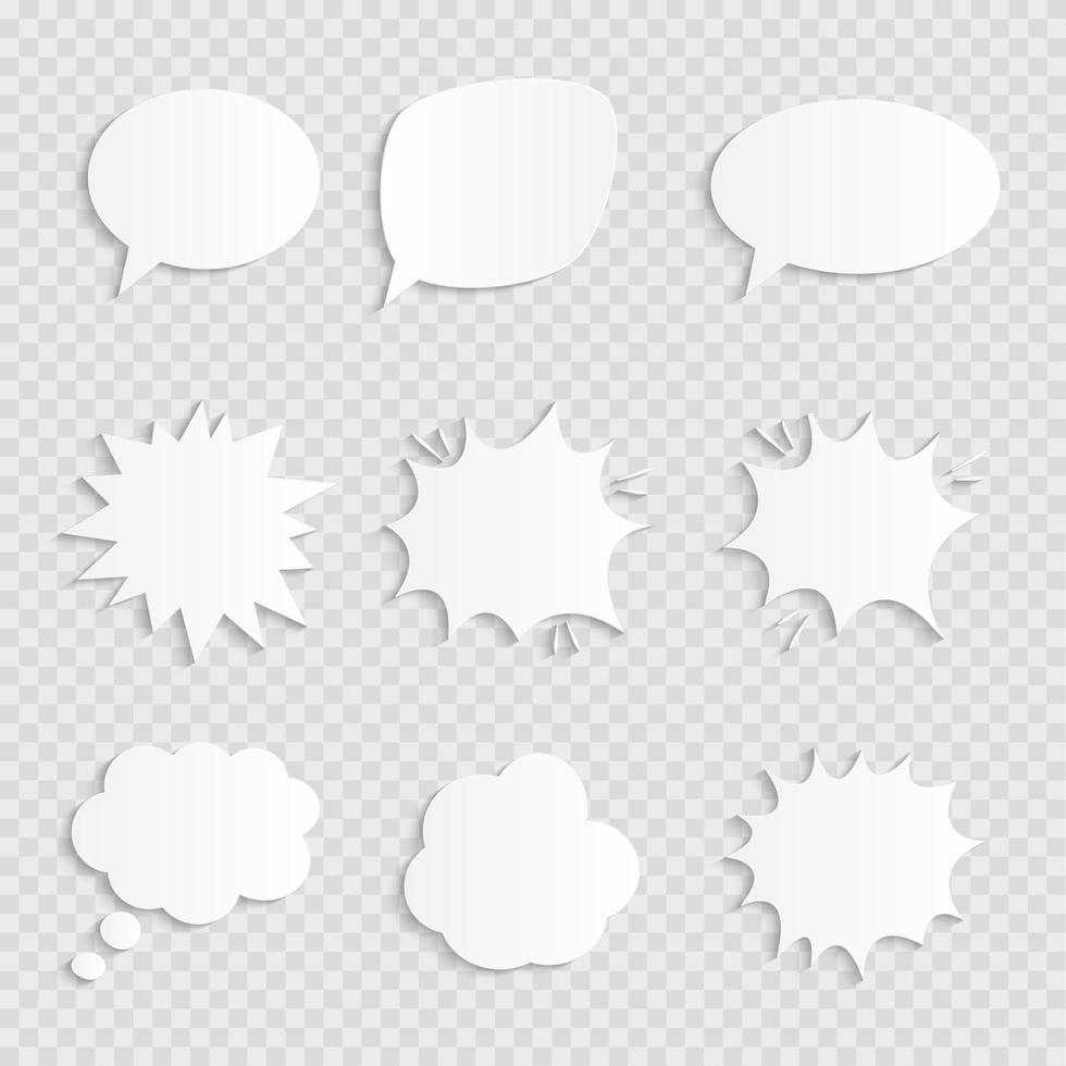 Empty comic  speech bubbles set with shadows. Vector Illustration