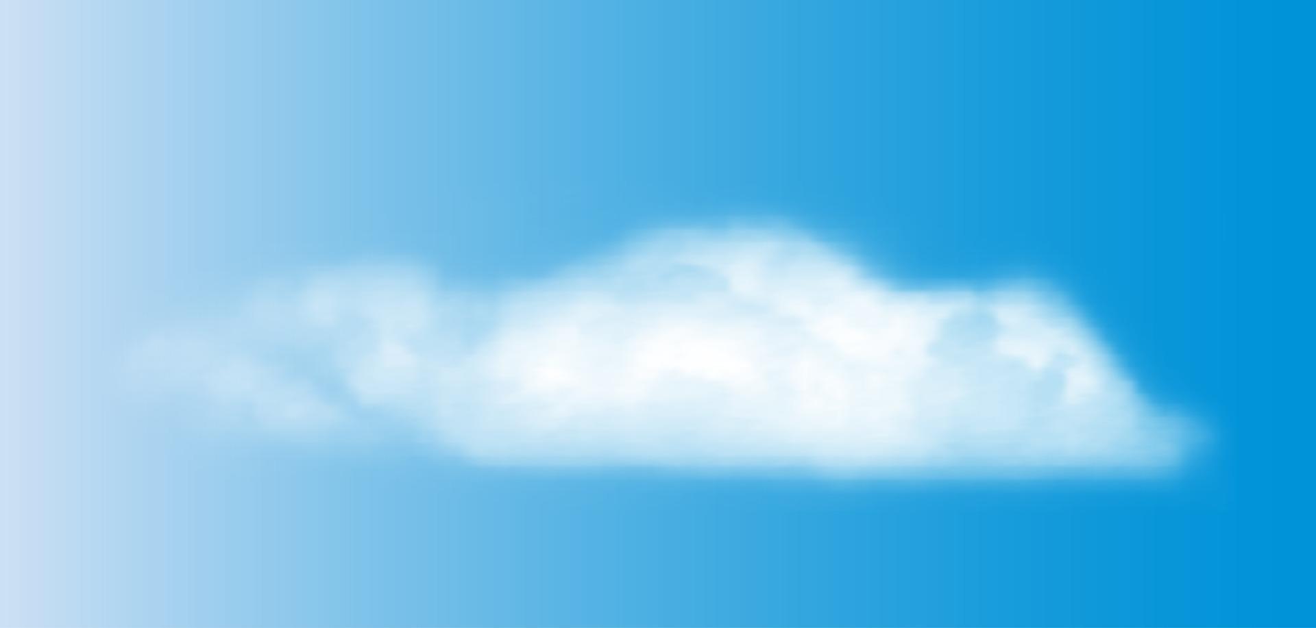 nubes blancas 3d realistas sobre fondo de cielo azul. ilustración vectorial eps10 vector