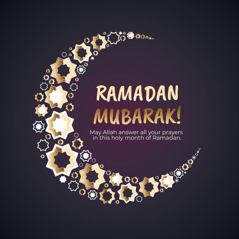 Ramadan Mubarak. Islamic Greeting Cards for Muslim Holidays. Vector Illustration