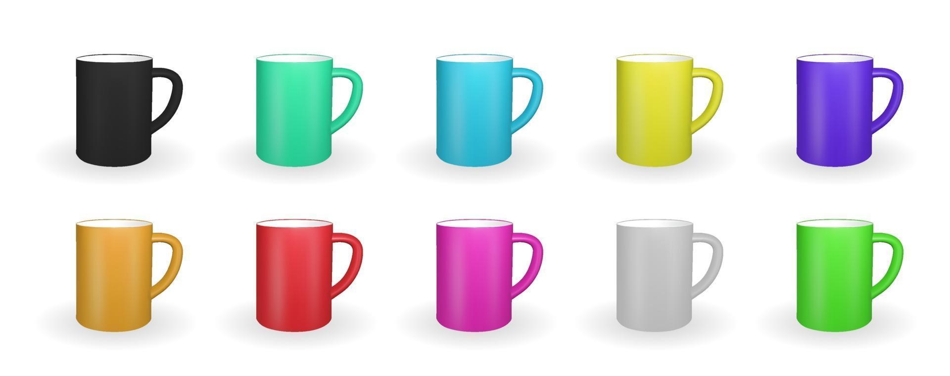 Realistic red mug on a white background. 3D rendering. Vector Illustration