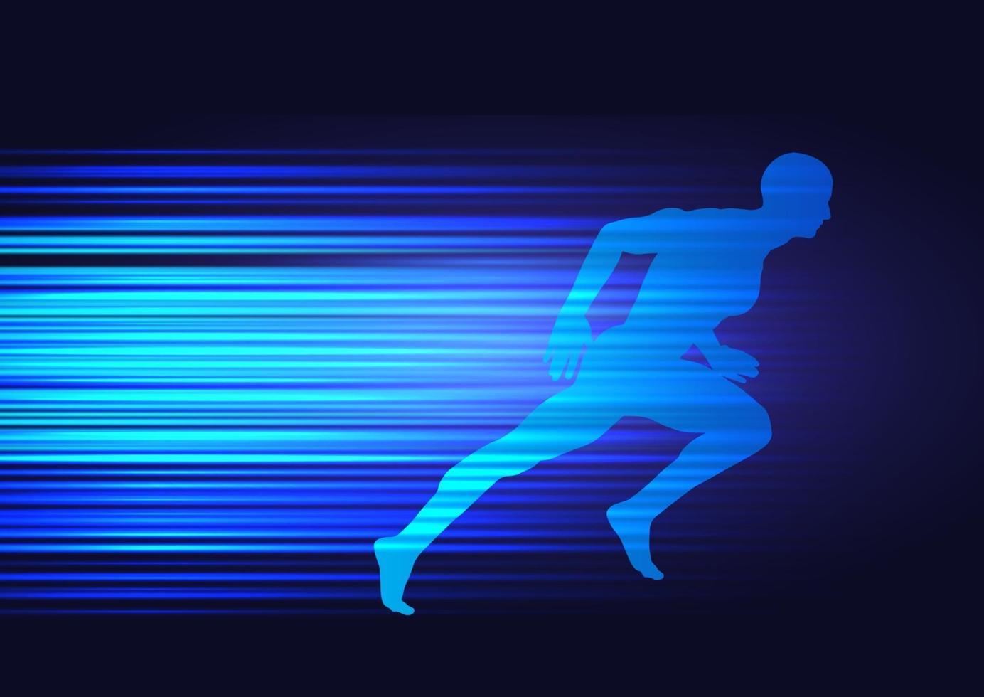 motion background with silhouette of male sprinting vector