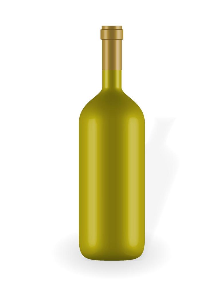 Botella de vino 3d cerrada naturalista colorida sin etiqueta. ilustración vectorial vector