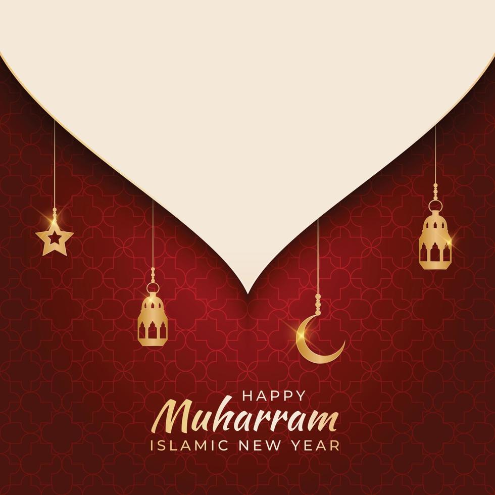 Islamic new year design greeting card , poster. Vector Illustration