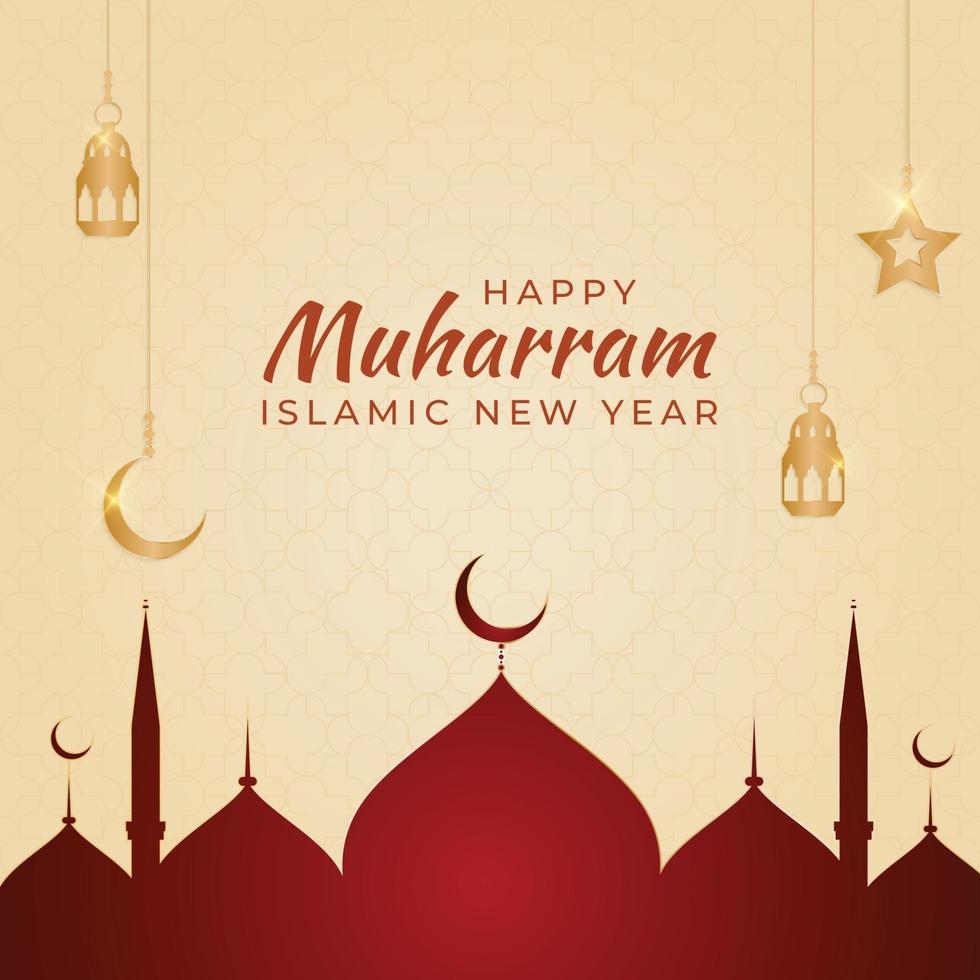 Islamic new year design greeting card , poster. Vector Illustration