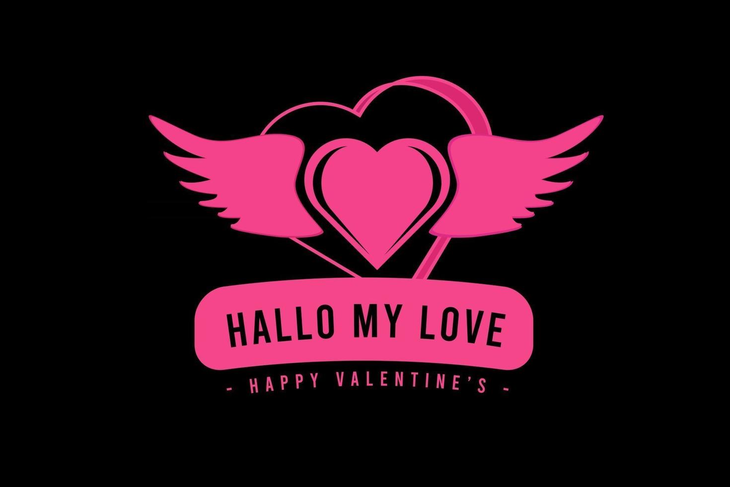 hallo my love happy valentine's color pink vector