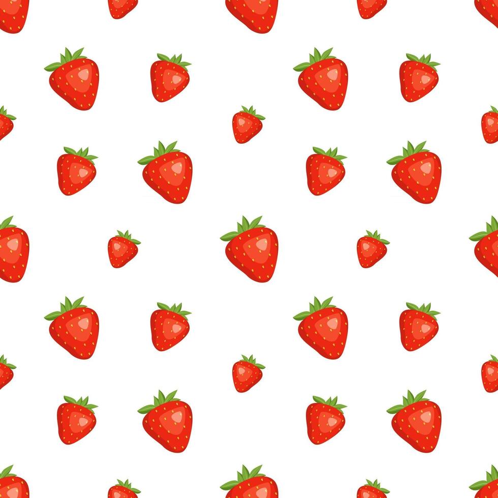 Seamless background with red strawberries. Cute summer or spring print. Festive decoration for textiles, wrapping paper and design vector