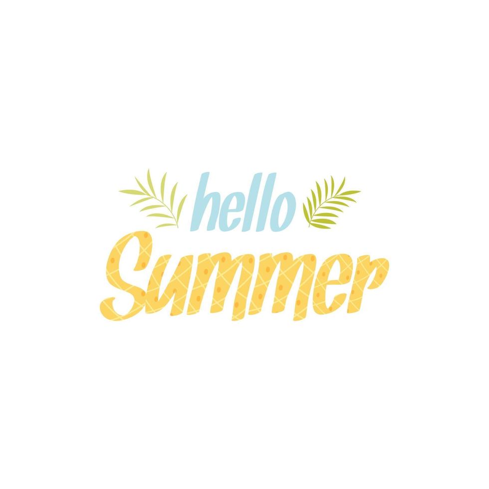 Hello Summer pineapple lettering logo background. vector illustration.