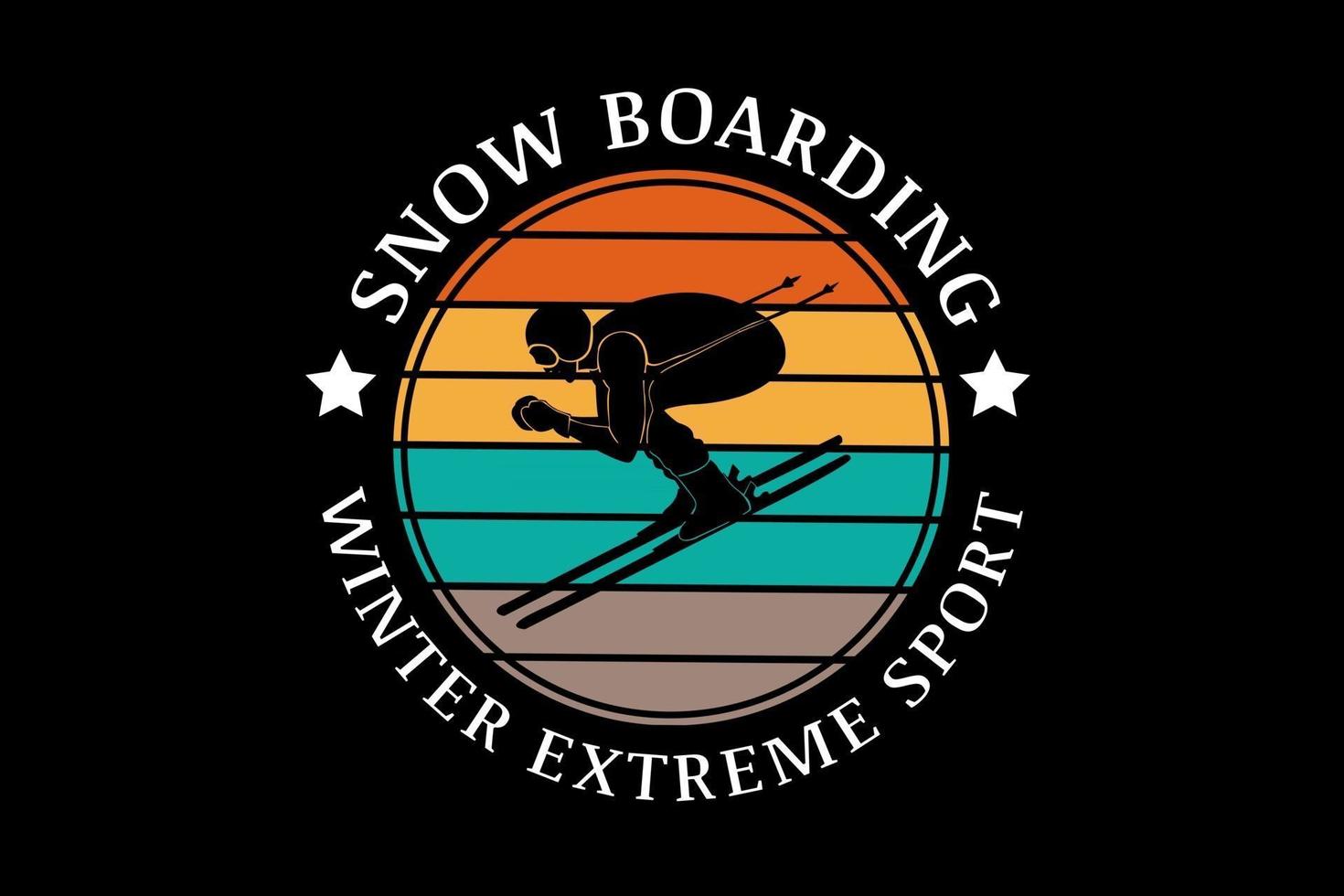snowboard invierno deporte extremo color naranja amarillo y verde vector