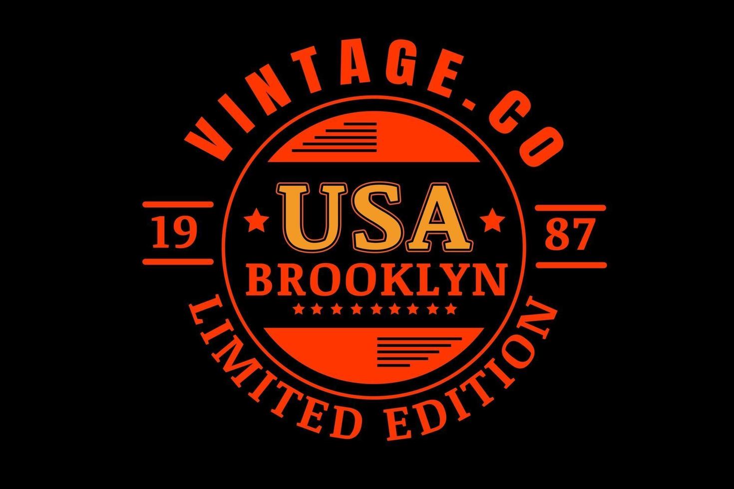 vintage united states  america brooklyn color orange and yellow vector
