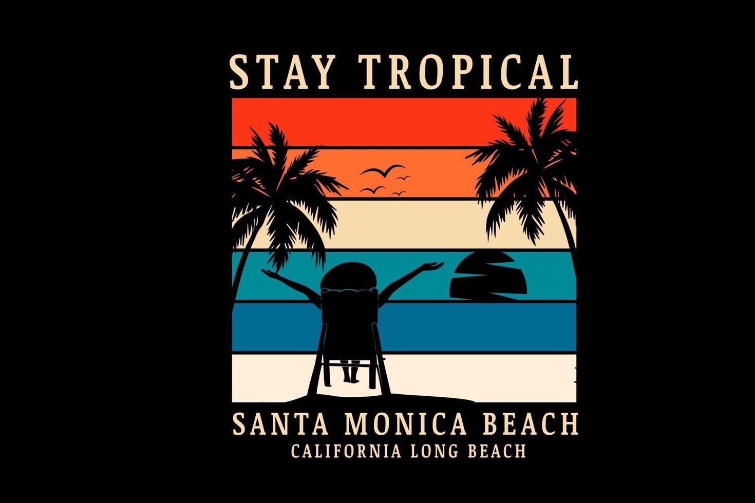 stay tropical santa monica beach color orange and blue vector