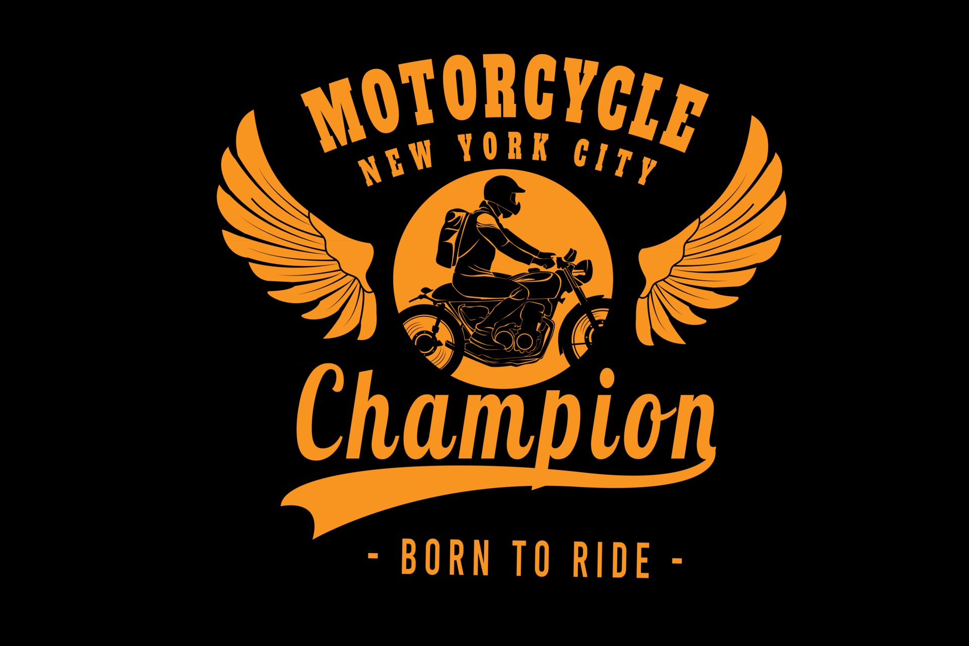 motorcycle new york city champion color yellow 2690634 Vector Art at ...