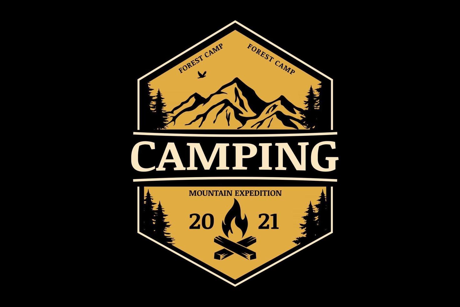 forest camp mountain expedition color yellow vector