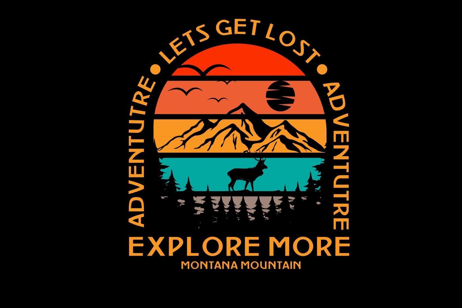 aventura explorar más montaña montana color rojo naranja y verde vector
