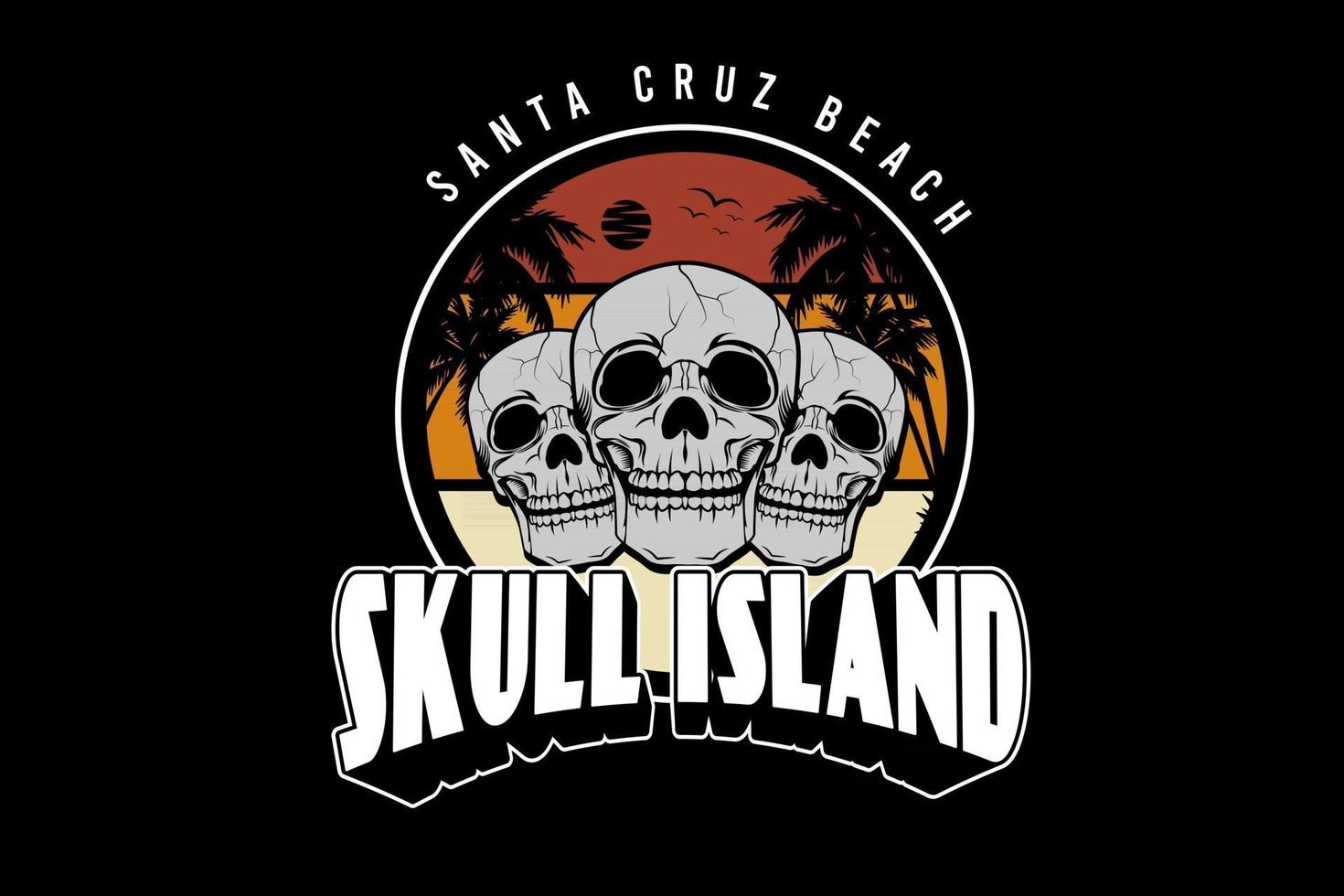 skull  santa cruz beach skull island color orange yellow cream and  gray vector