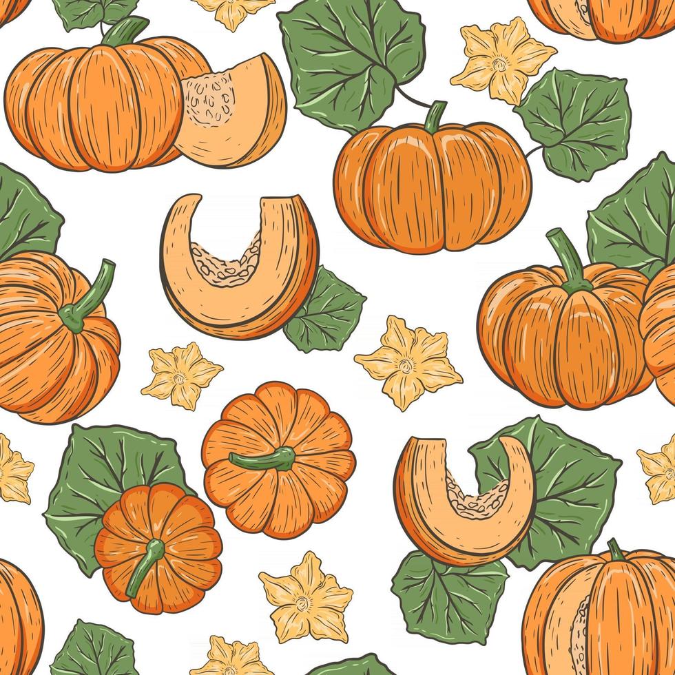 Seamless pattern with pumpkins vector