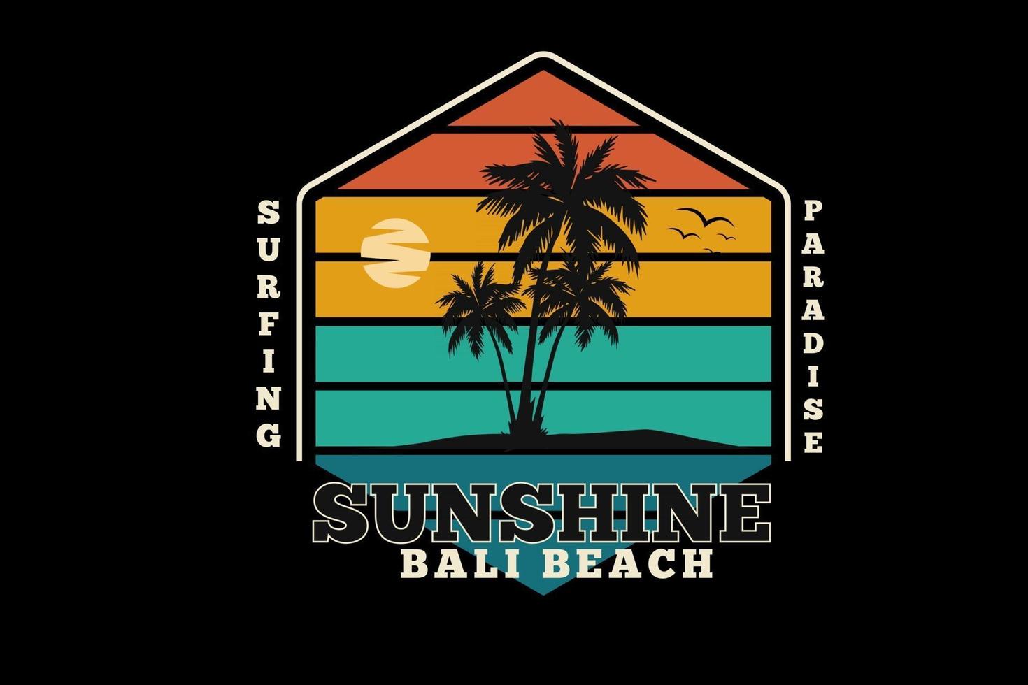 surfing paradise sunshine bali beach color green orange and yellow vector