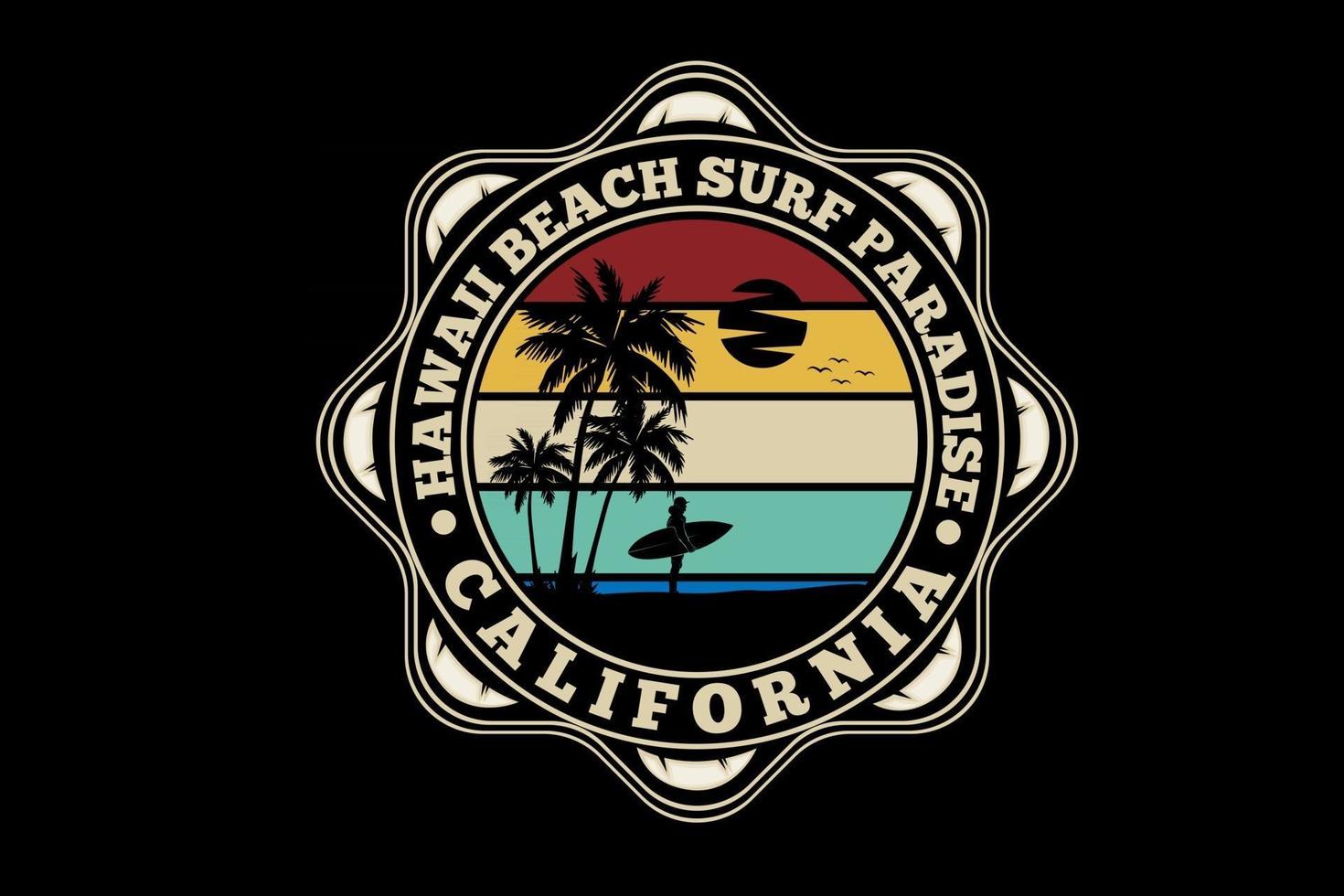 miami beach surfing paradise silhouette design vector