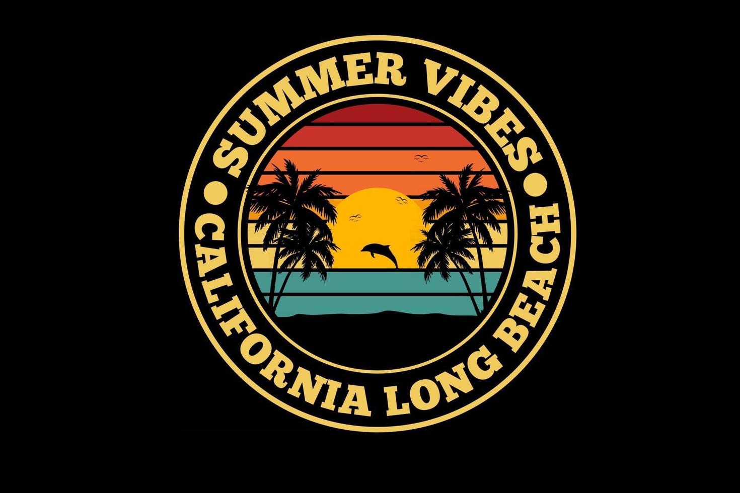 summer vibes california long beach silhouette   design vector