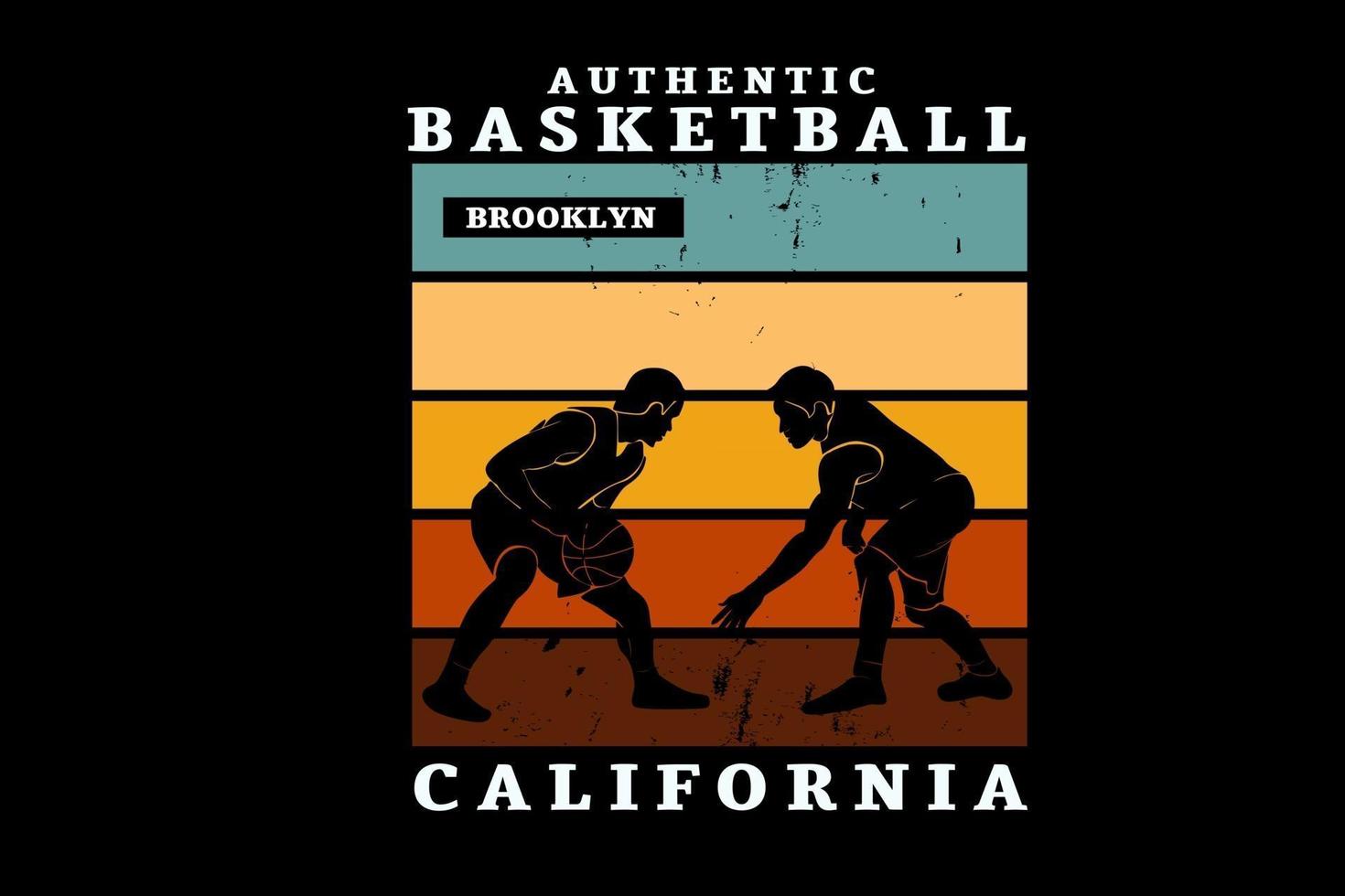 auténtico baloncesto brooklyn california color verde naranja y amarillo vector