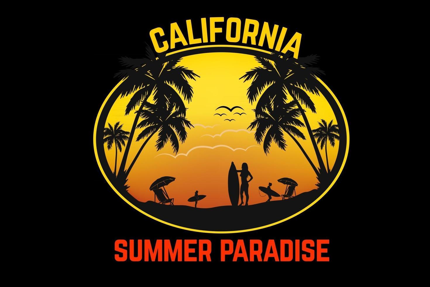 diseño de silueta de paraíso de verano de california vector