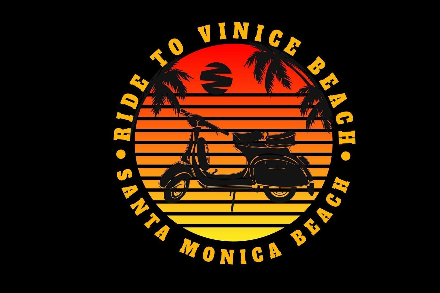 ride to venice beach santa monica color orange and yellow vector