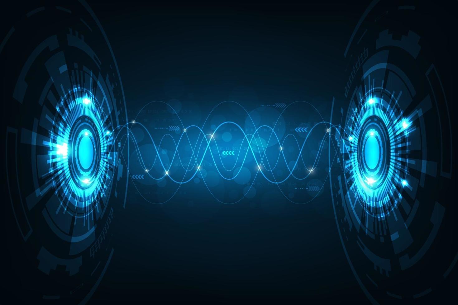 Various types of audio technologies on a dark blue background. vector