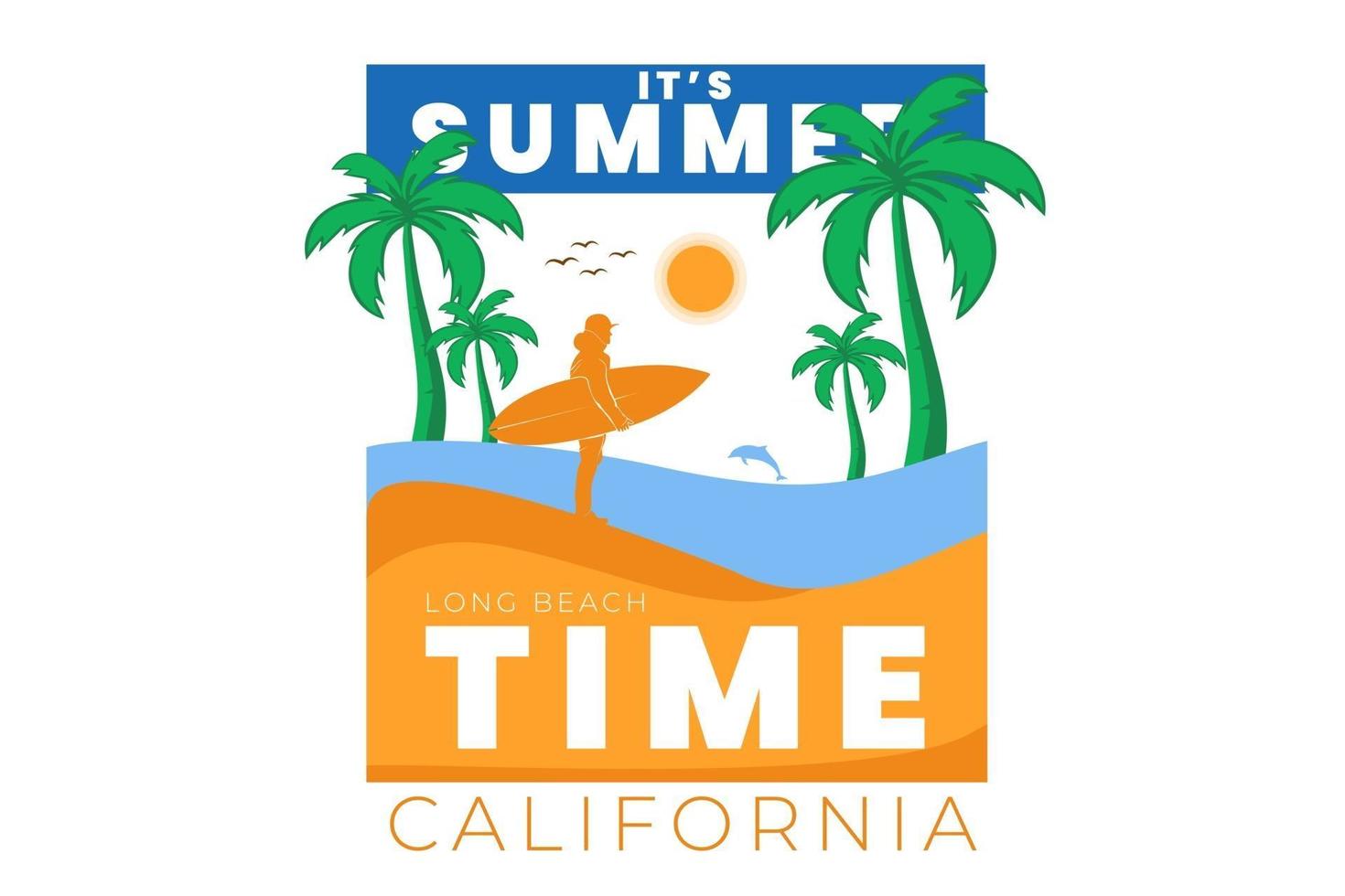 su diseño de camiseta de horario de verano con una hermosa playa vector