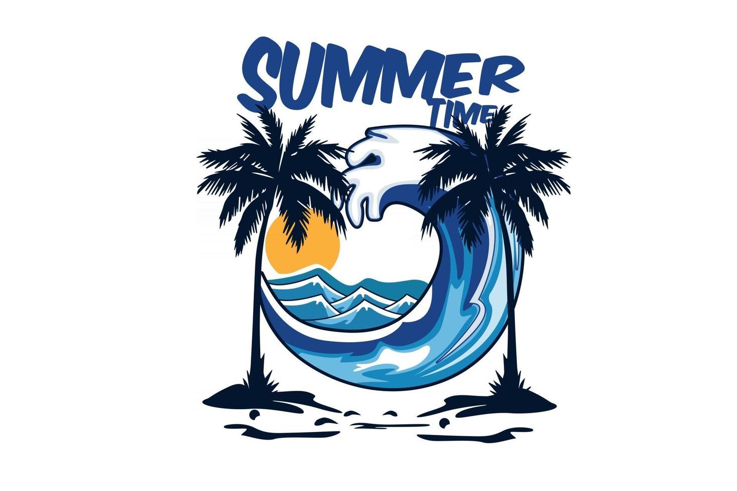 diseño de ilustración de horario de verano con olas vector