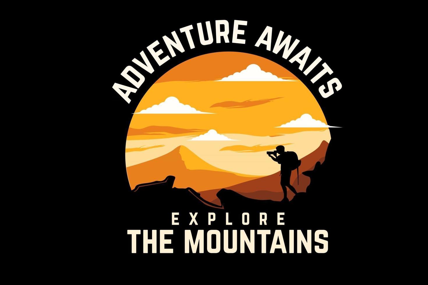 adventure awaits silhouette design with retro background vector