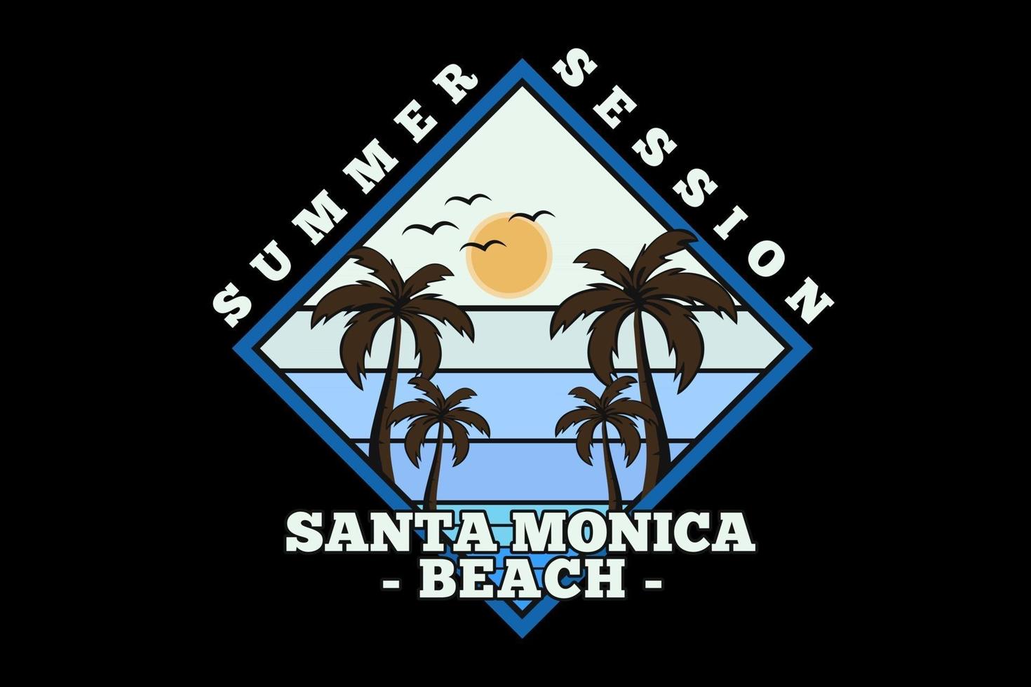 santa monica beach silhouette design vector