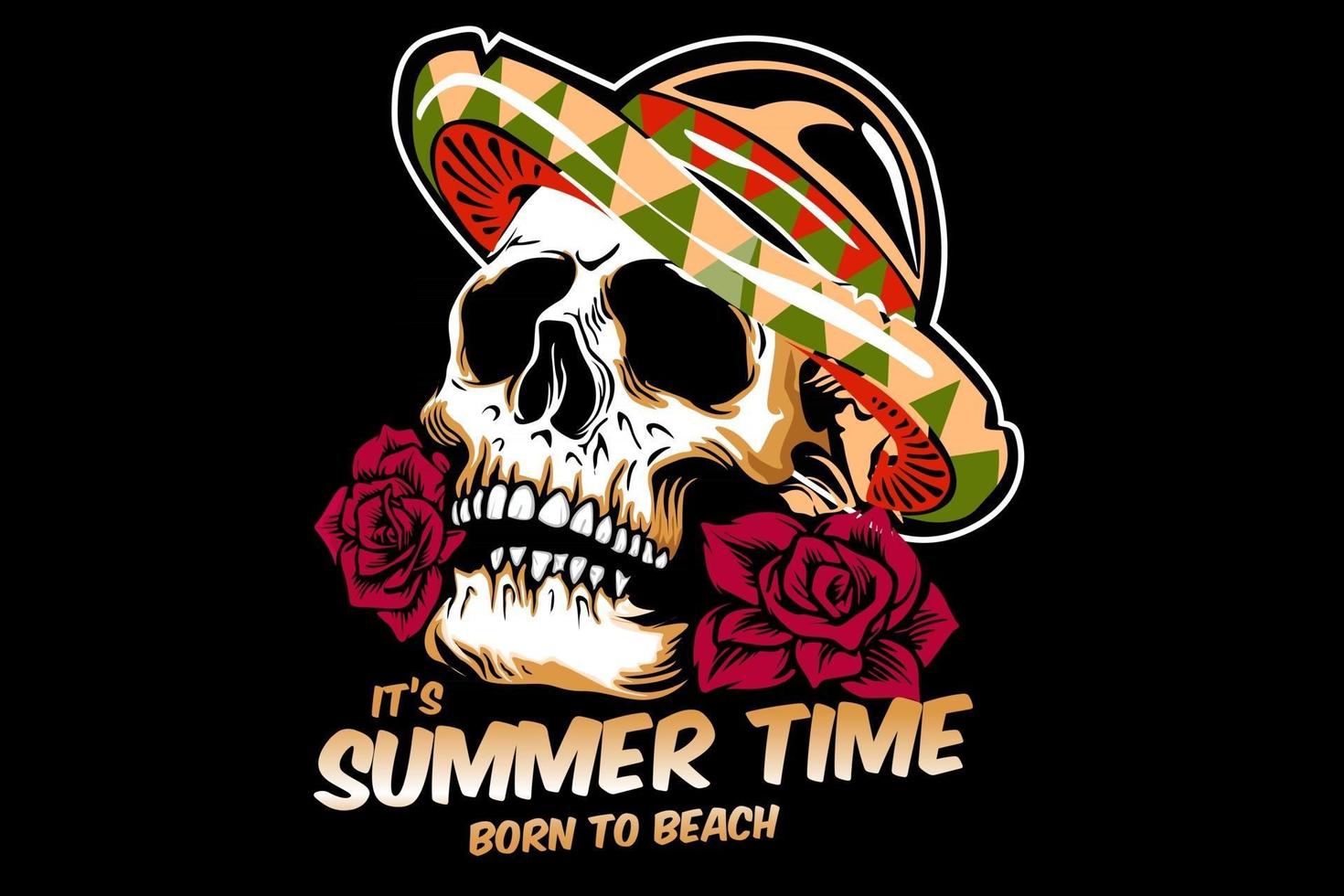 su diseño de ilustración de horario de verano con calavera vector