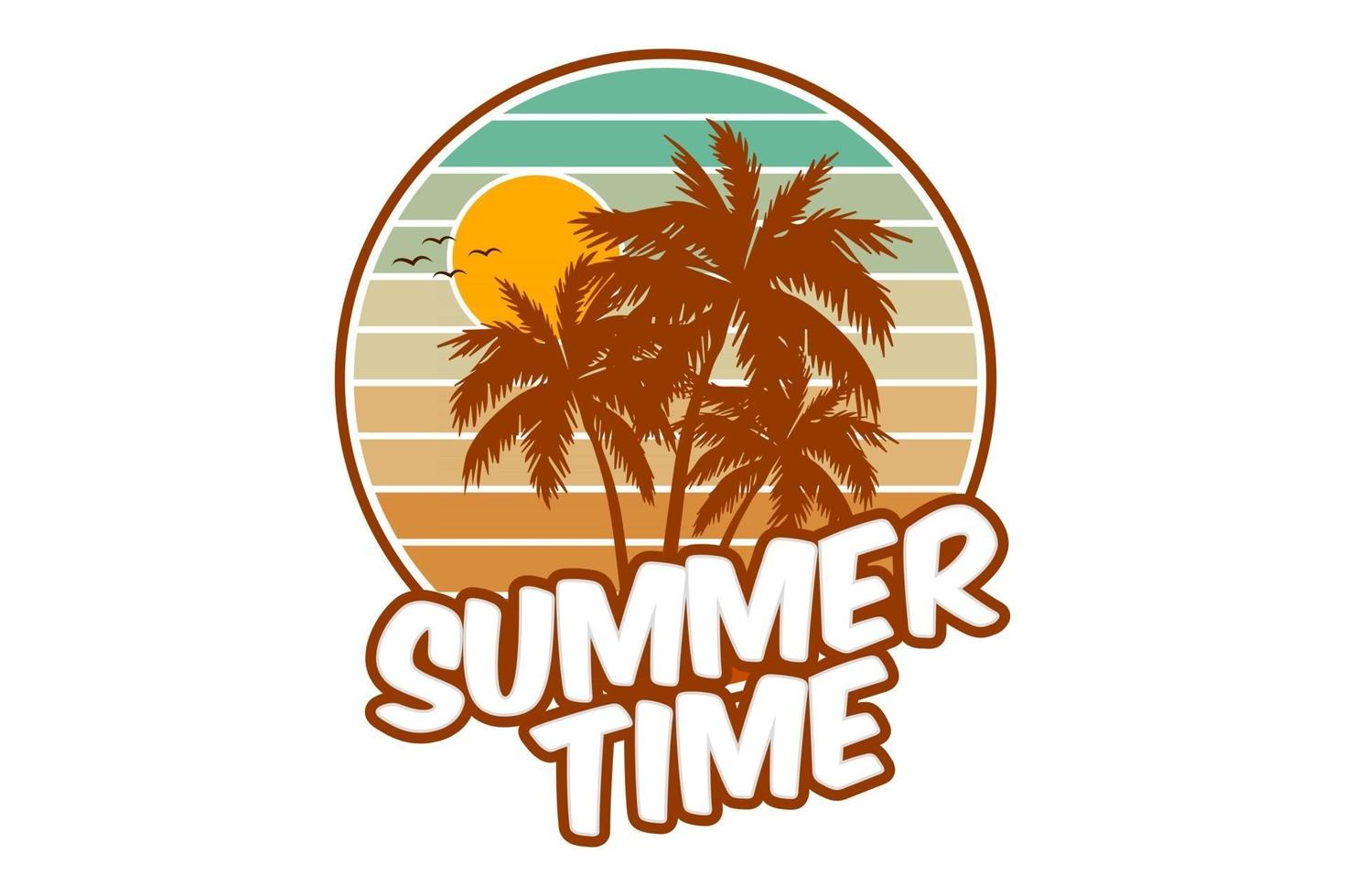 diseño de playa de verano con palmera vector