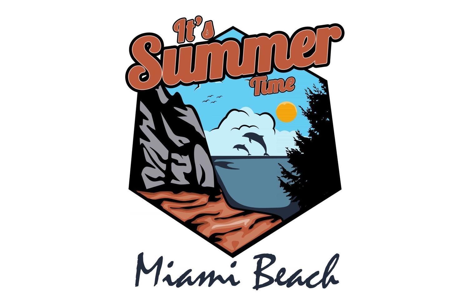 es hora de verano, diseño de miami beach vector