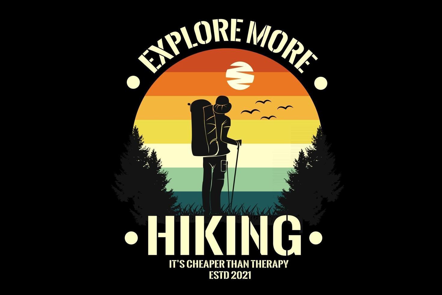 man hiking  silhouette design with retro background vector