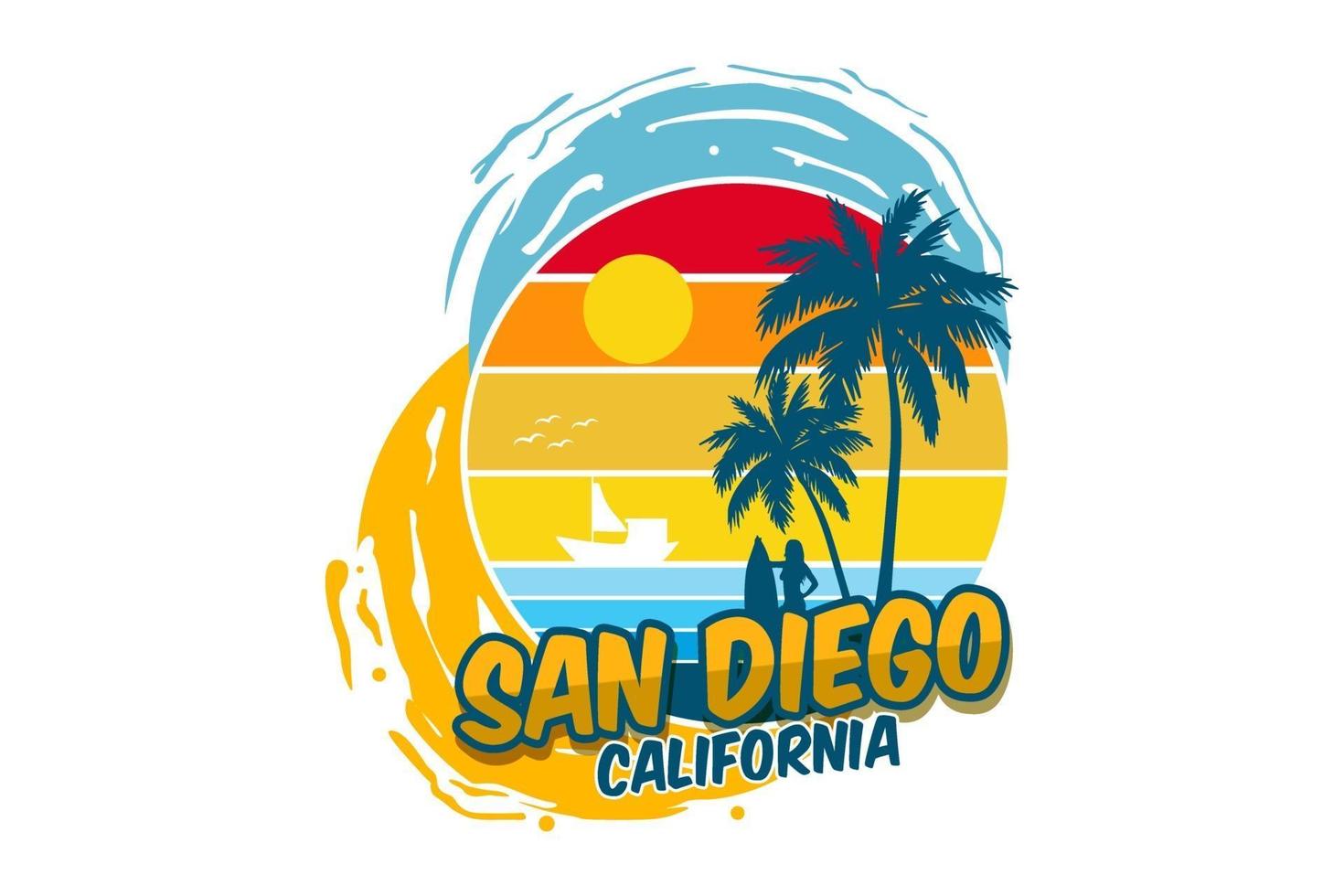 san diego california  design beautiful beach vector