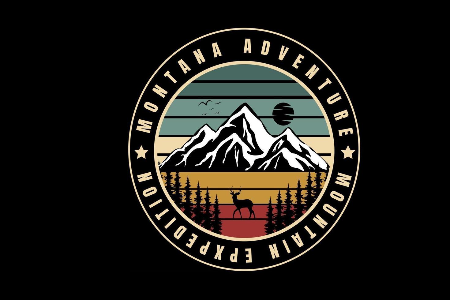 montana adventure mountain expedition color green cream and red vector