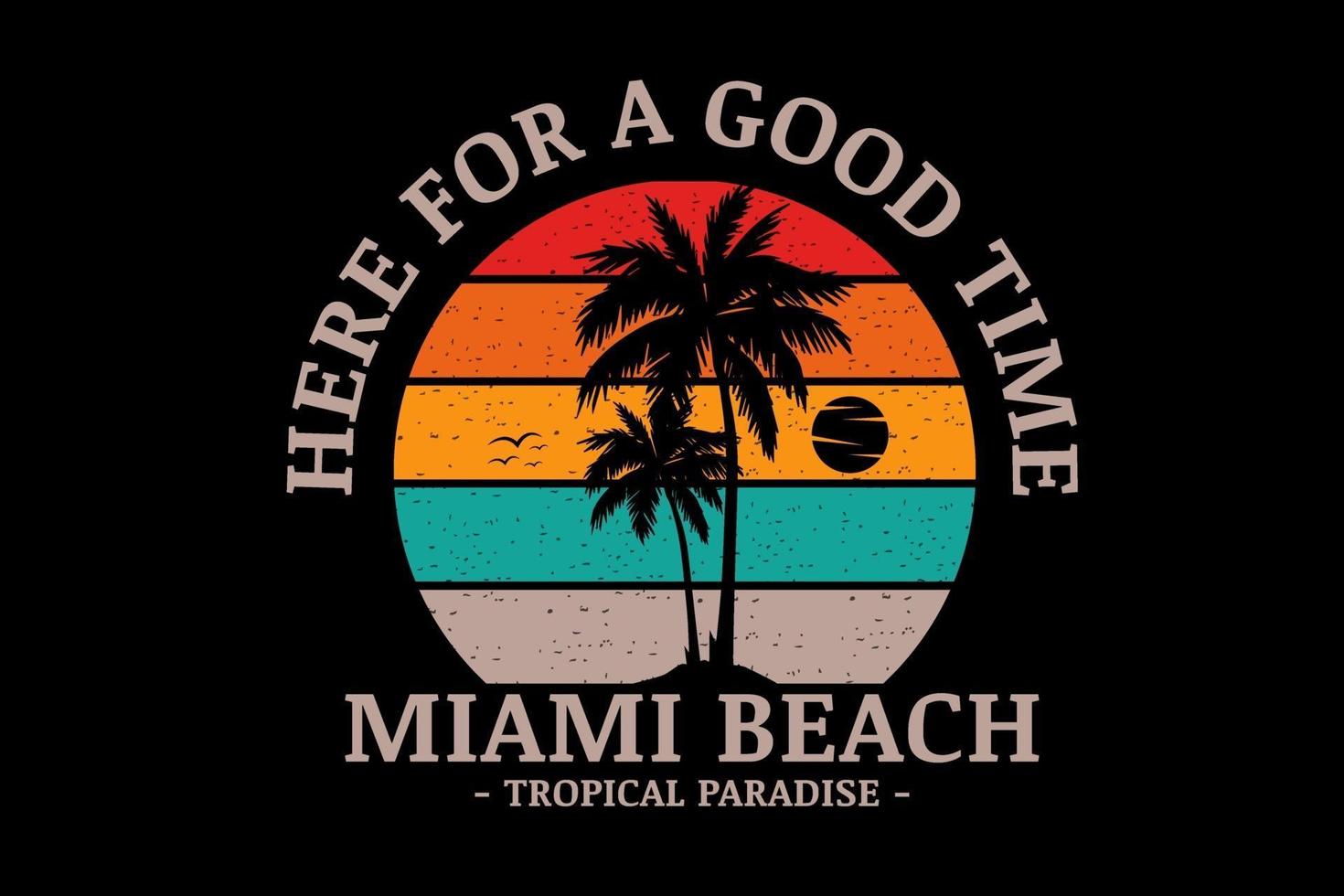 miami beach tropical paradise color orange green and cream vector