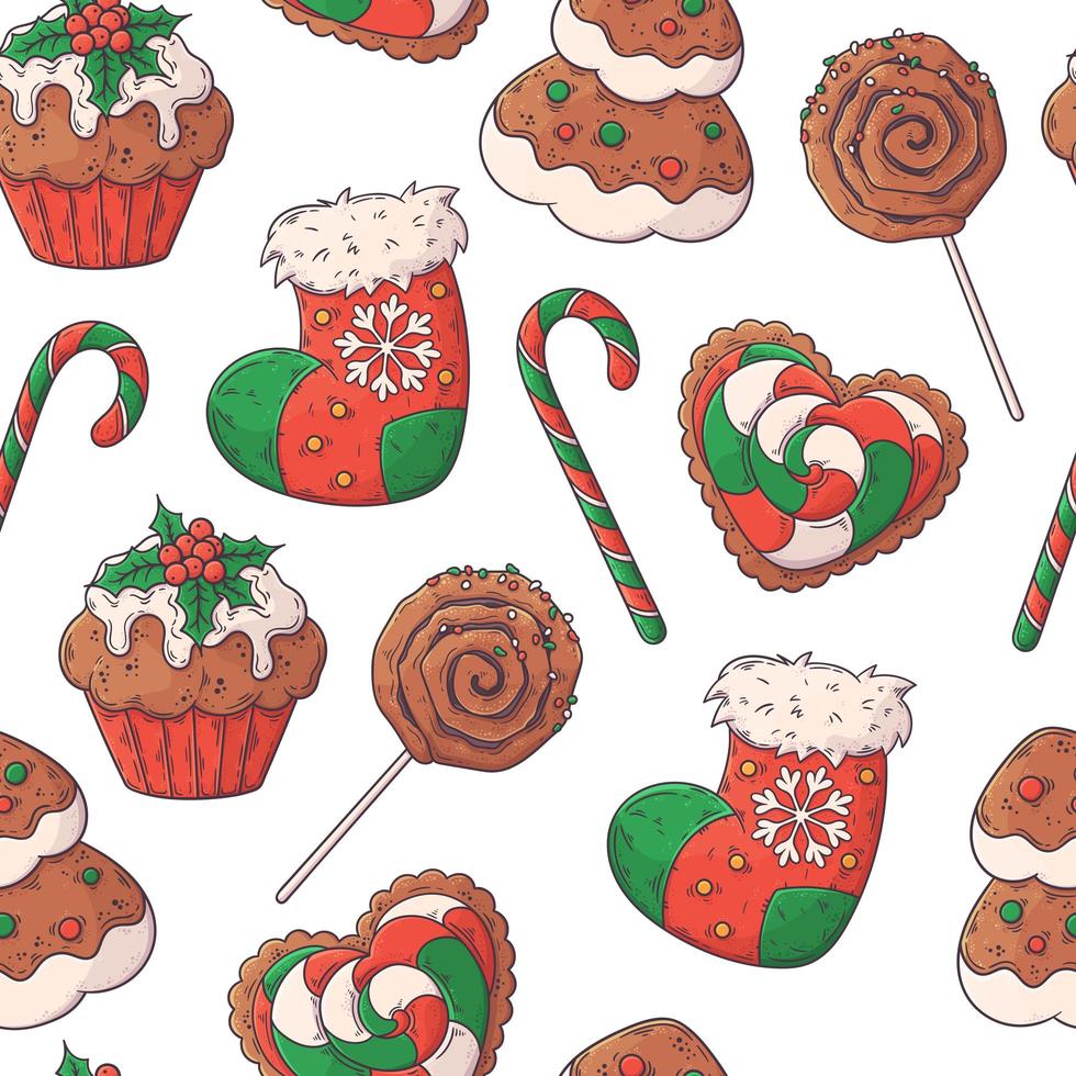 Hand drawn Christmas pattern Vector. vector