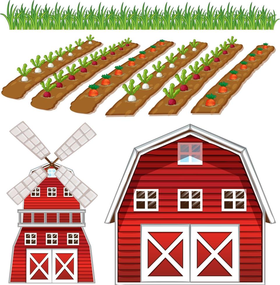 Farm element set isolated on white background vector