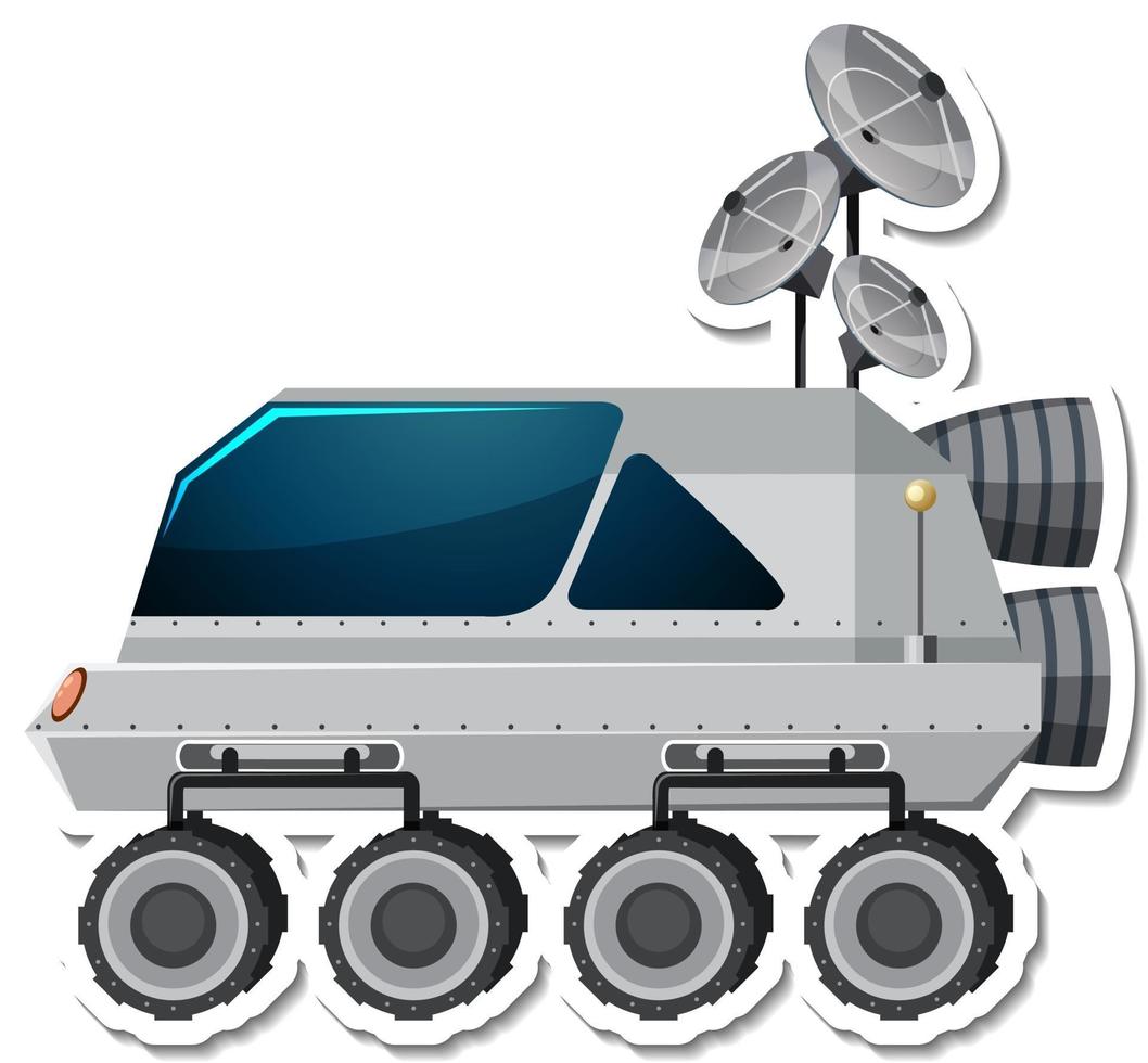 Sticker template with satellite in cartoon style isolated vector
