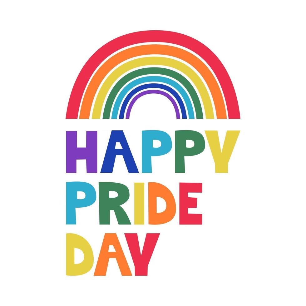 LGBT Pride Month in June. Colorful rainbow with an inscription. Vector image for posters, postcards