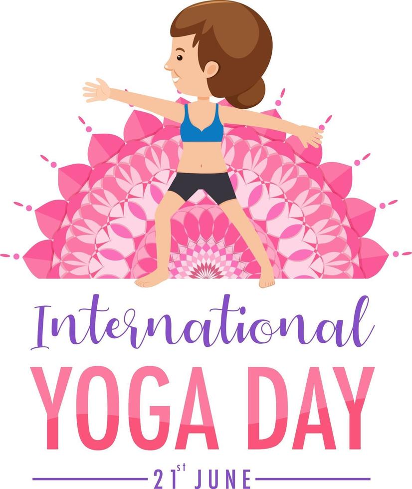 International Yoga Day banner with woman doing yoga exercise vector