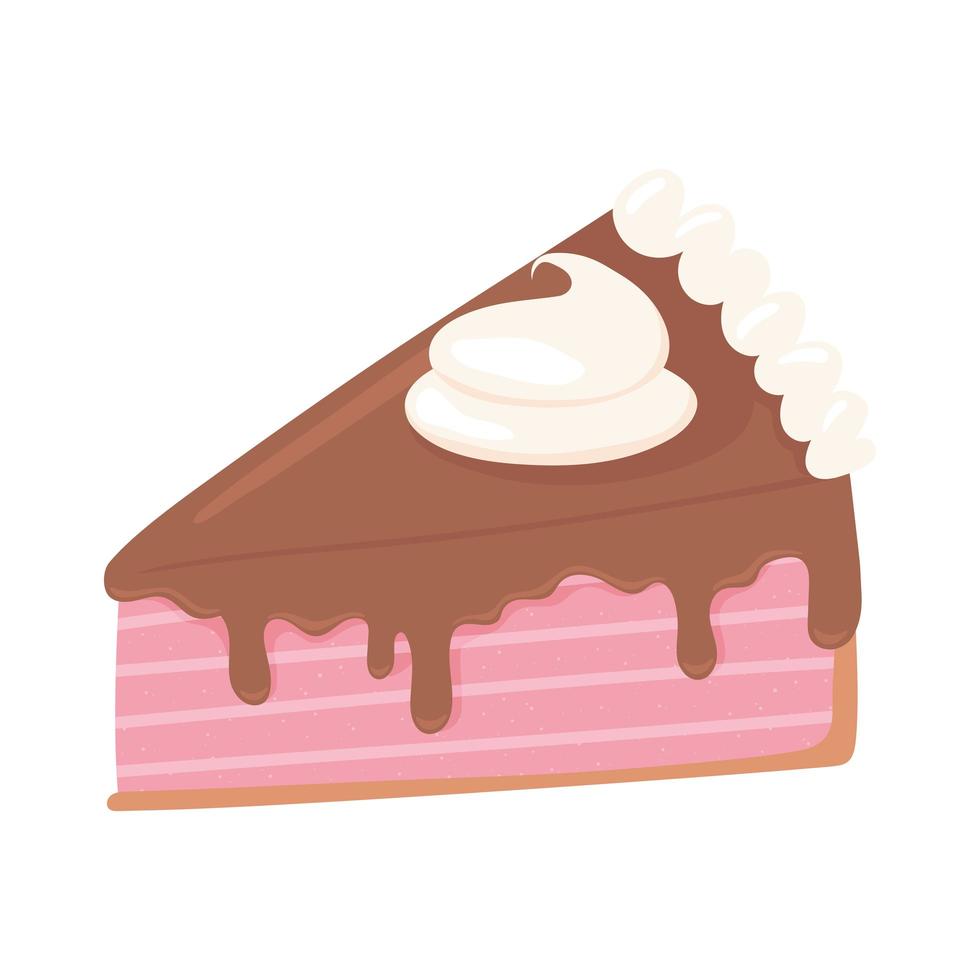 Icono de chocolate y crema de pastel de pieza de panadería vector