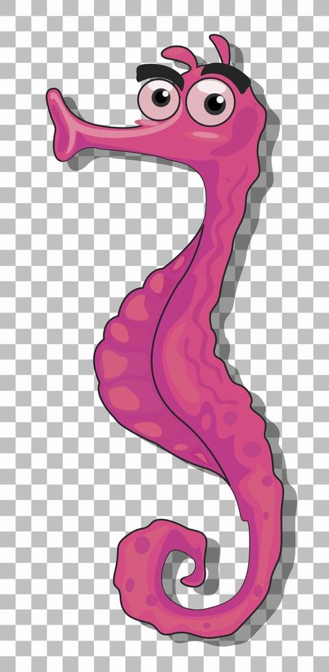 Pink seahorse cartoon character isolated vector