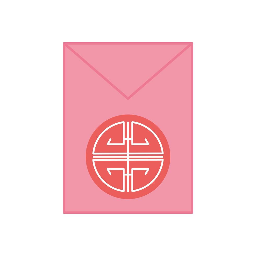 chinese envelope stamp oriental element decoration color design vector