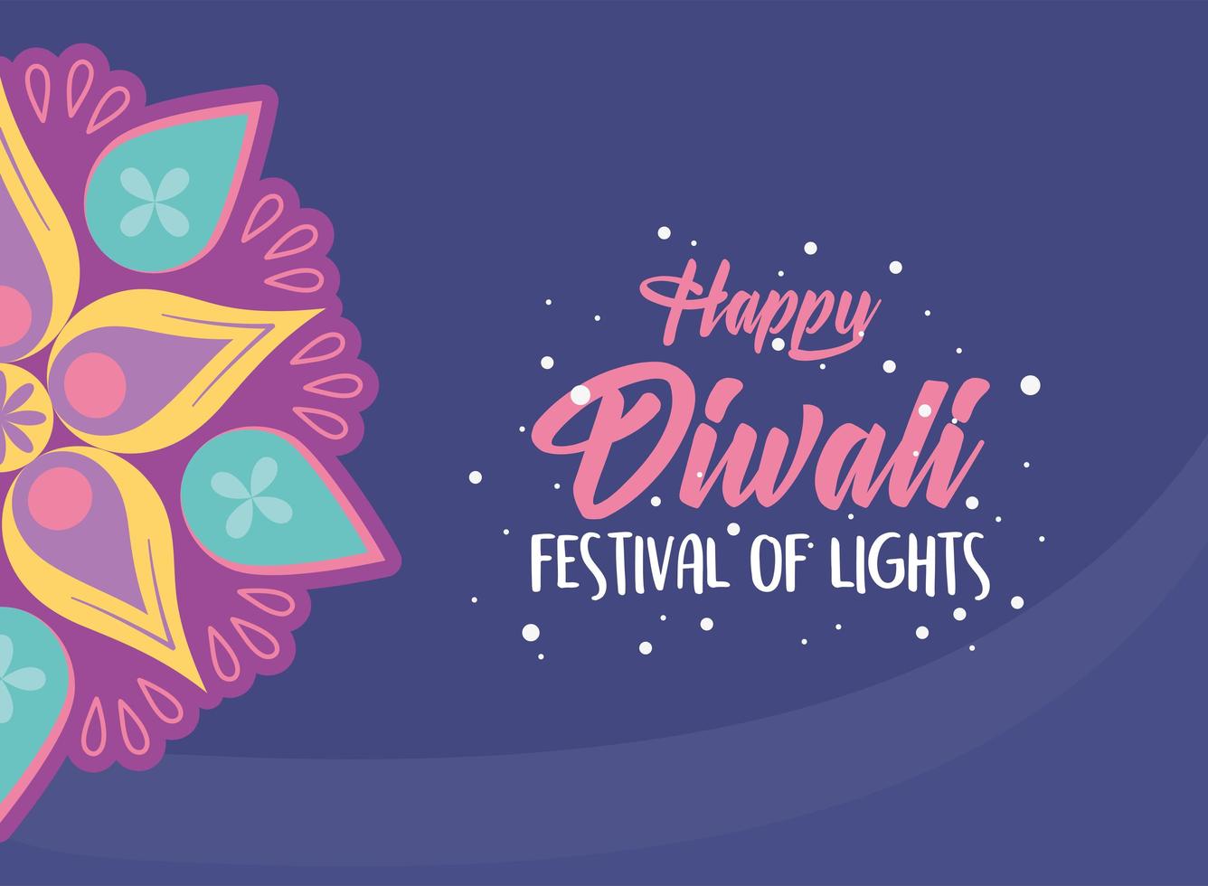 feliz festival de diwali, tradición espiritual mandala hindú flor, diseño vectorial vector