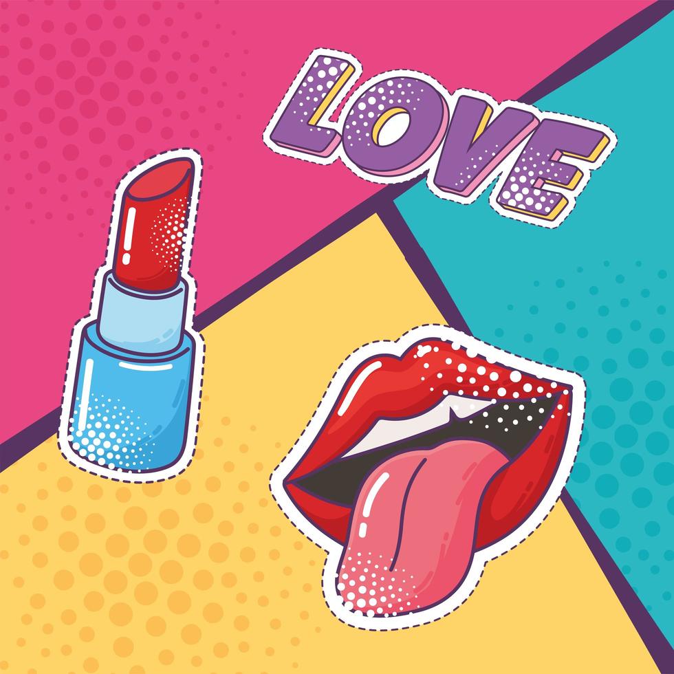 conjunto de iconos de etiqueta de elemento de arte pop, vector