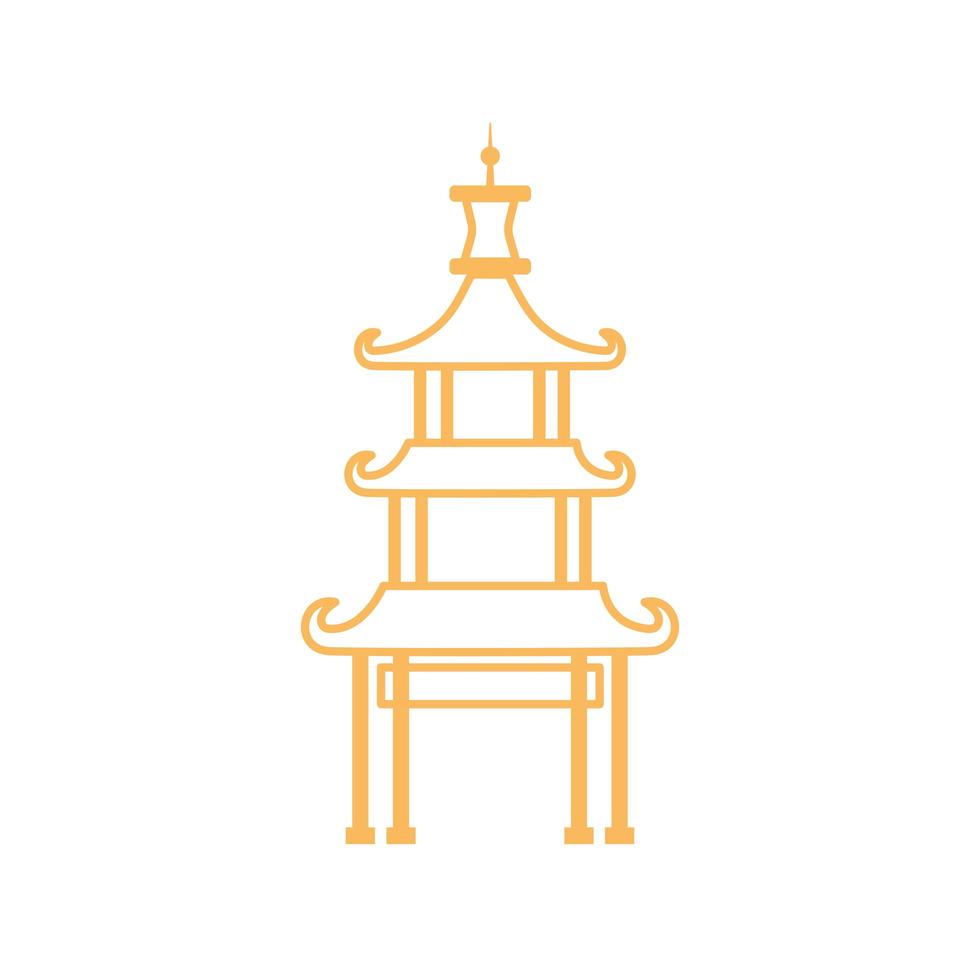 diseño de línea de elemento oriental pagoda china vector